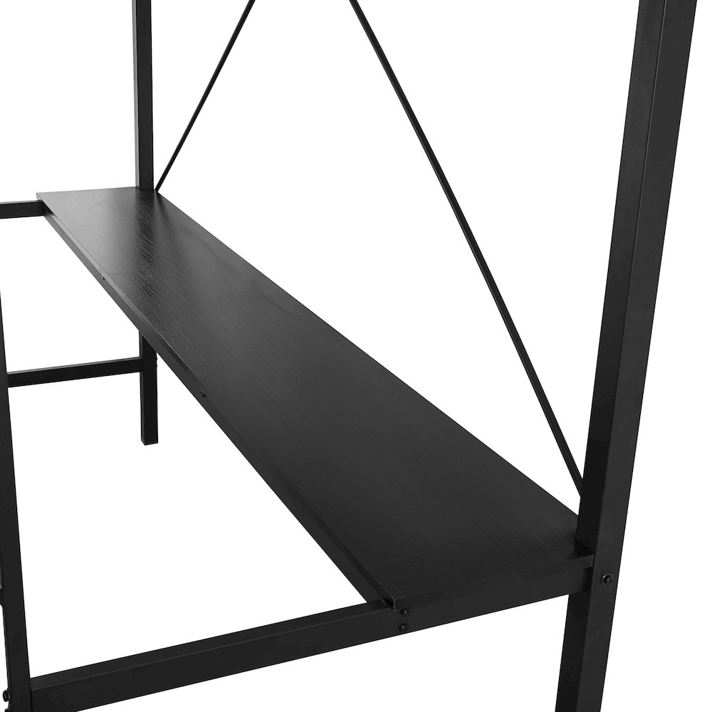 Twin Size Metal Loft Bed Frame with Built-In Desk. Picture 12