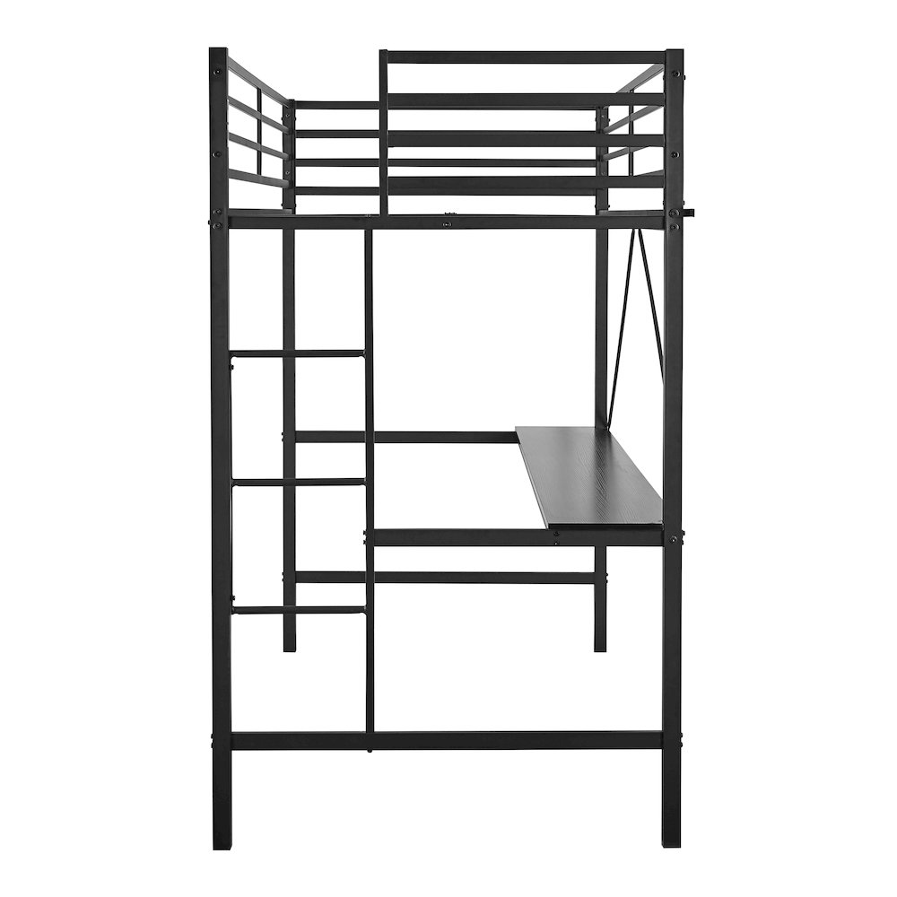 Twin Size Metal Loft Bed Frame with Built-In Desk. Picture 10