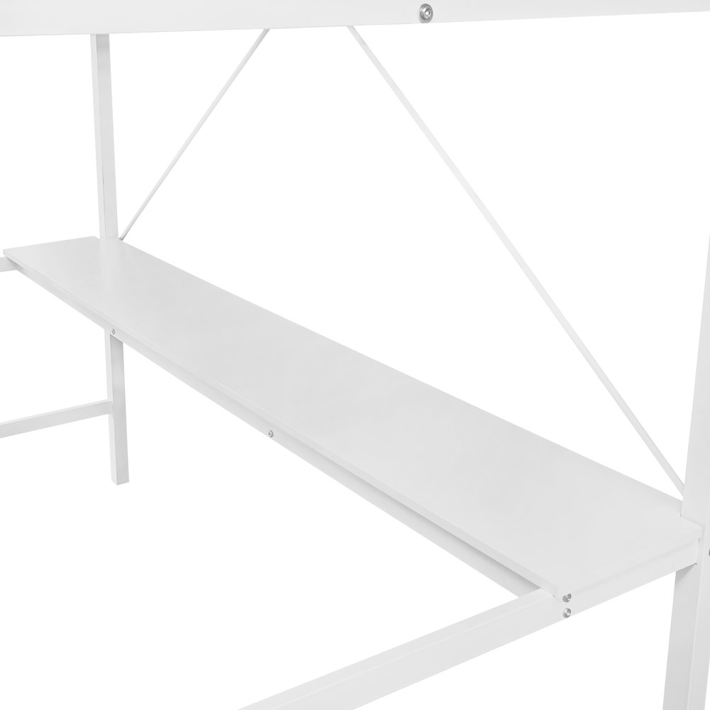 Twin Size Metal Loft Bed Frame with Built-In Desk. Picture 12