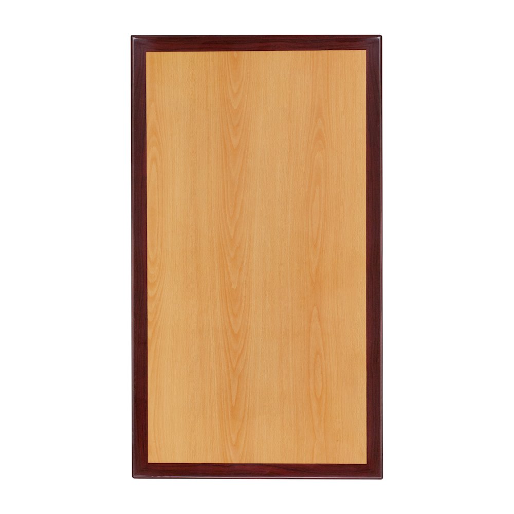 30" x 48" 2-Tone High-Gloss Cherry Resin Table Top with 2" Thick Mahogany Edge. Picture 1