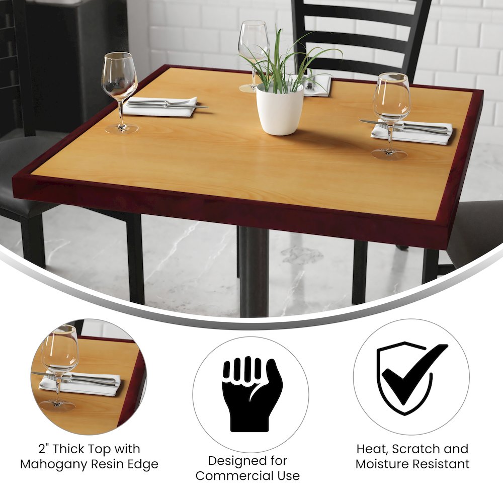 36'' 2-Tone High-Gloss Cherry / Mahogany Resin Table Top with 2'' Thick Drop-Lip. Picture 4