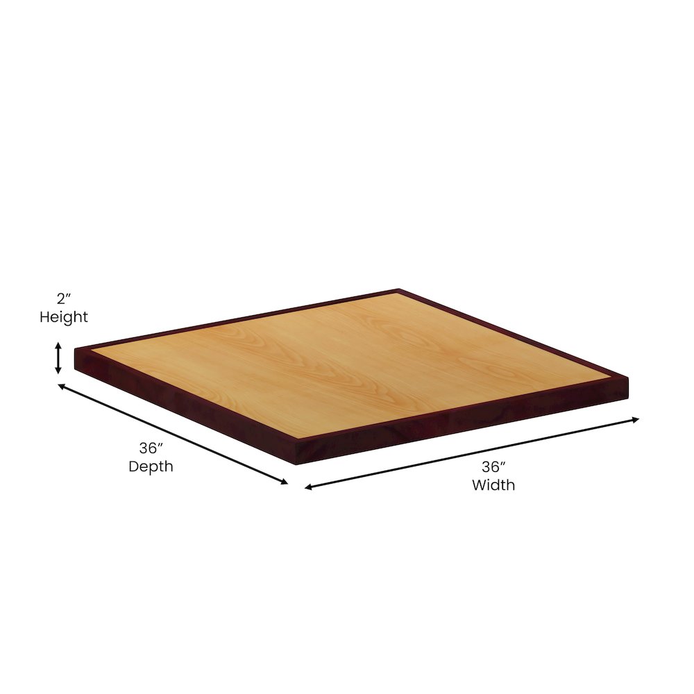 36'' 2-Tone High-Gloss Cherry / Mahogany Resin Table Top with 2'' Thick Drop-Lip. Picture 5