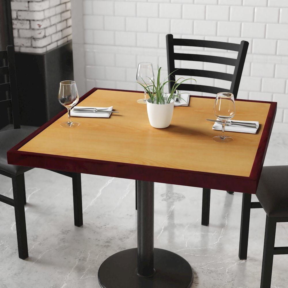 36'' 2-Tone High-Gloss Cherry / Mahogany Resin Table Top with 2'' Thick Drop-Lip. Picture 2