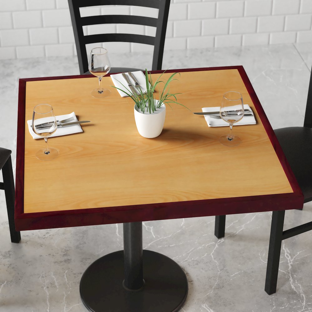 36'' 2-Tone High-Gloss Cherry / Mahogany Resin Table Top with 2'' Thick Drop-Lip. Picture 6
