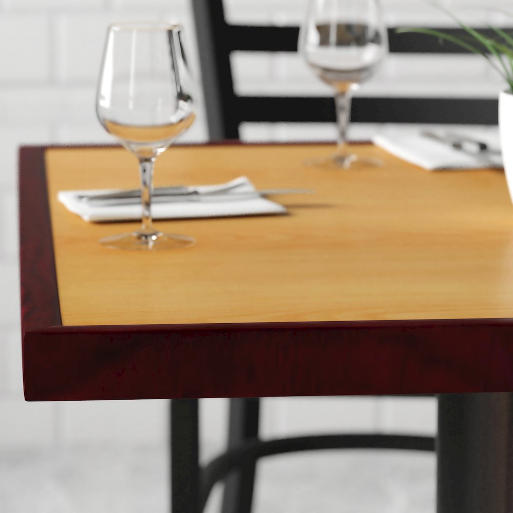 36'' 2-Tone High-Gloss Cherry / Mahogany Resin Table Top with 2'' Thick Drop-Lip. Picture 7