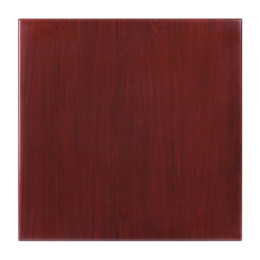 24'' Square High-Gloss Mahogany Resin Table Top with 2'' Thick Drop-Lip. Picture 2