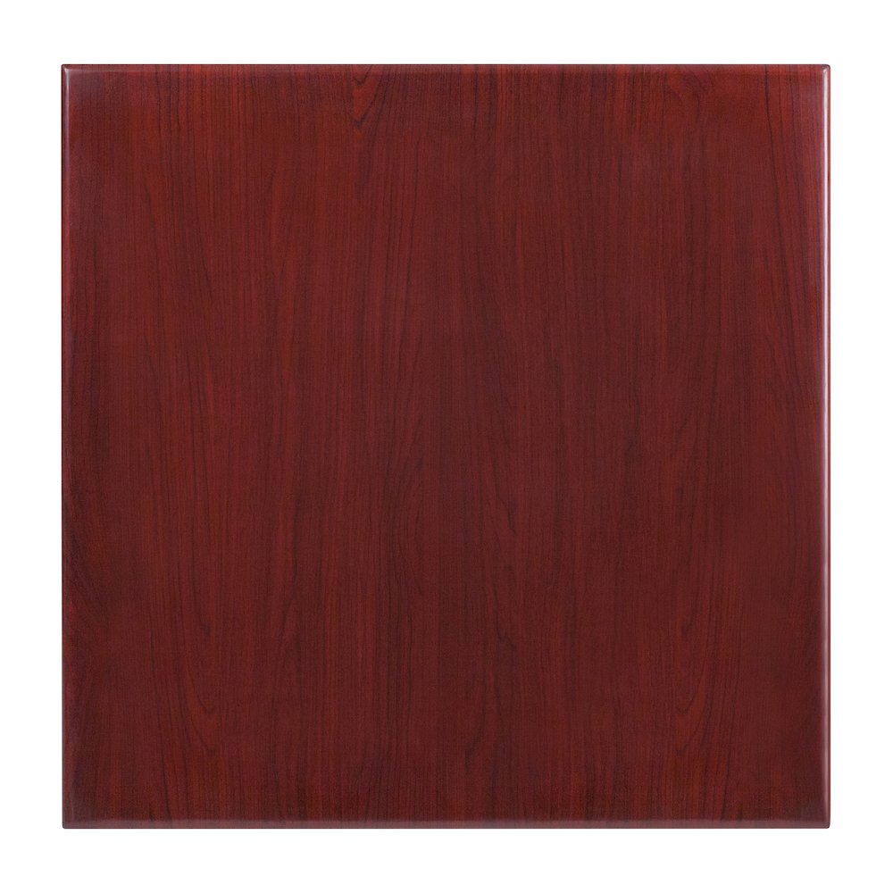 30'' Square High-Gloss Mahogany Resin Table Top with 2'' Thick Drop-Lip. Picture 1