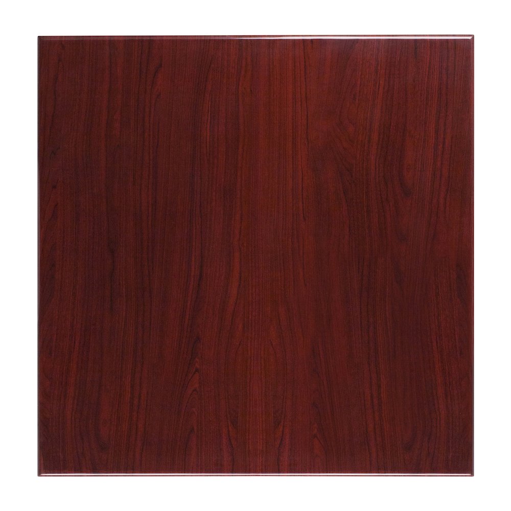 36'' Square High-Gloss Mahogany Resin Table Top with 2'' Thick Drop-Lip. Picture 1