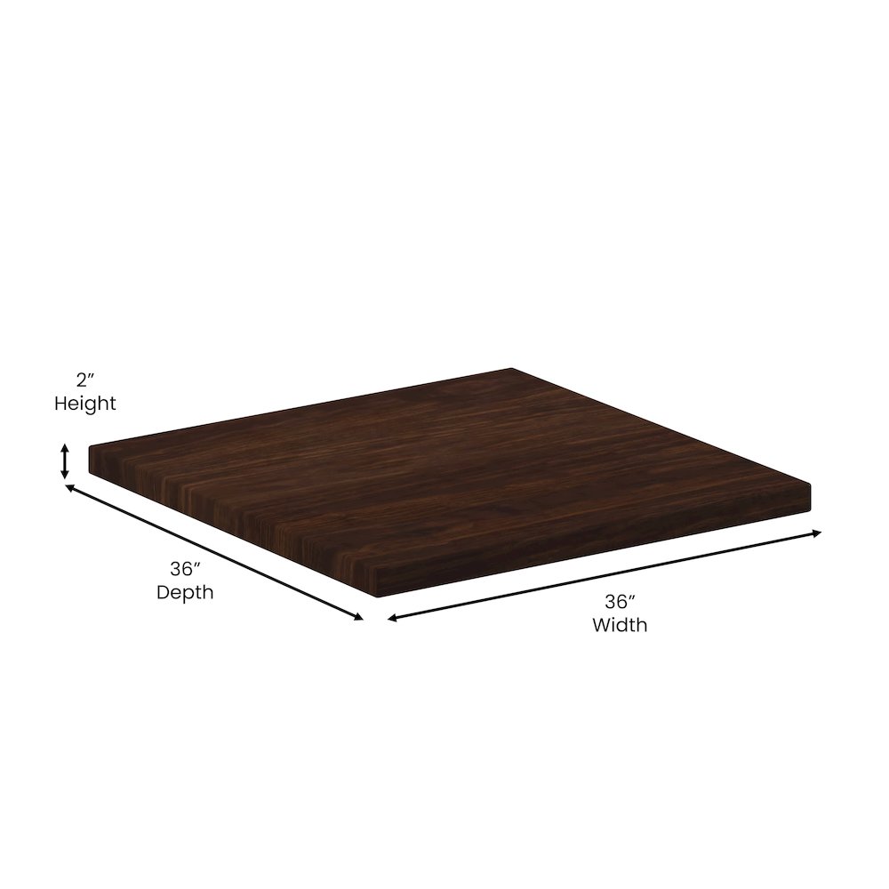 36'' Square High-Gloss Walnut Resin Table Top with 2'' Thick Drop-Lip. Picture 5