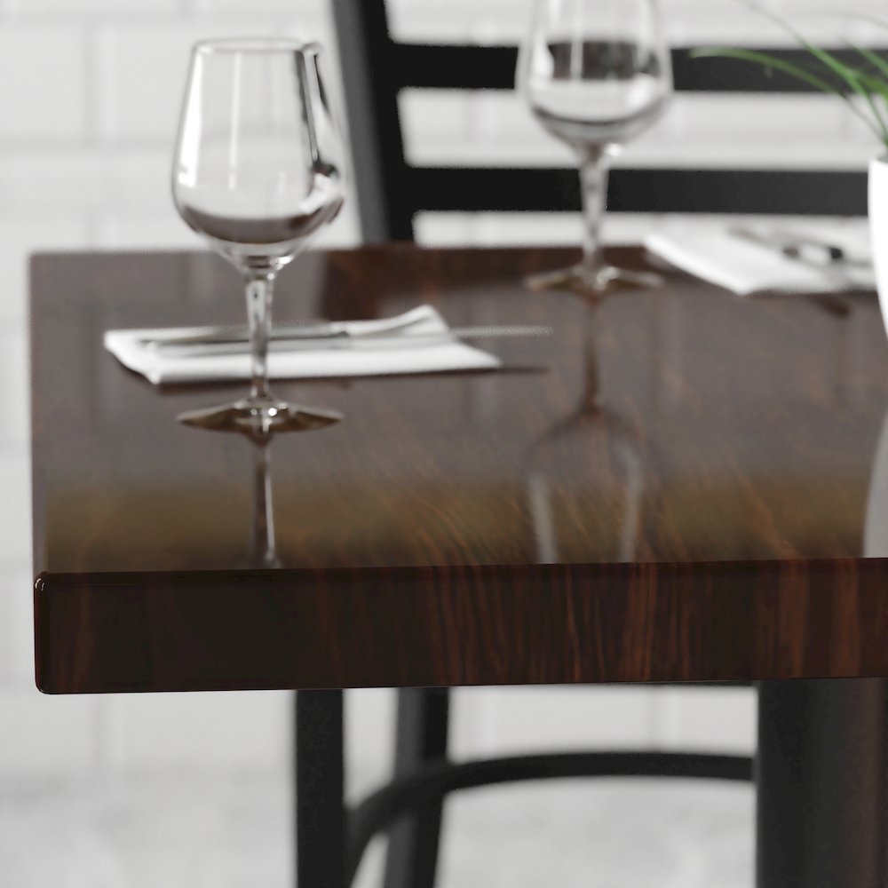 36'' Square High-Gloss Walnut Resin Table Top with 2'' Thick Drop-Lip. Picture 7