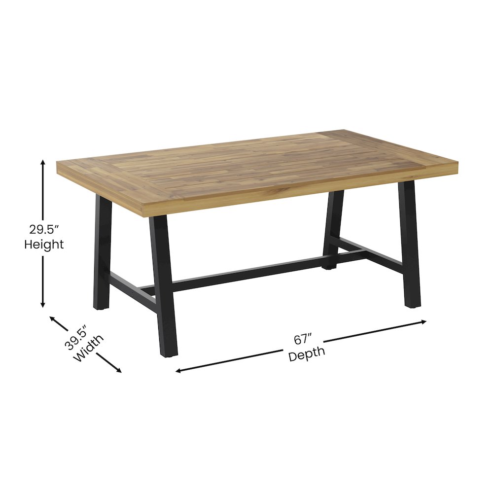 Modern Commercial Grade Acacia Wood Patio Dining Table. Picture 5