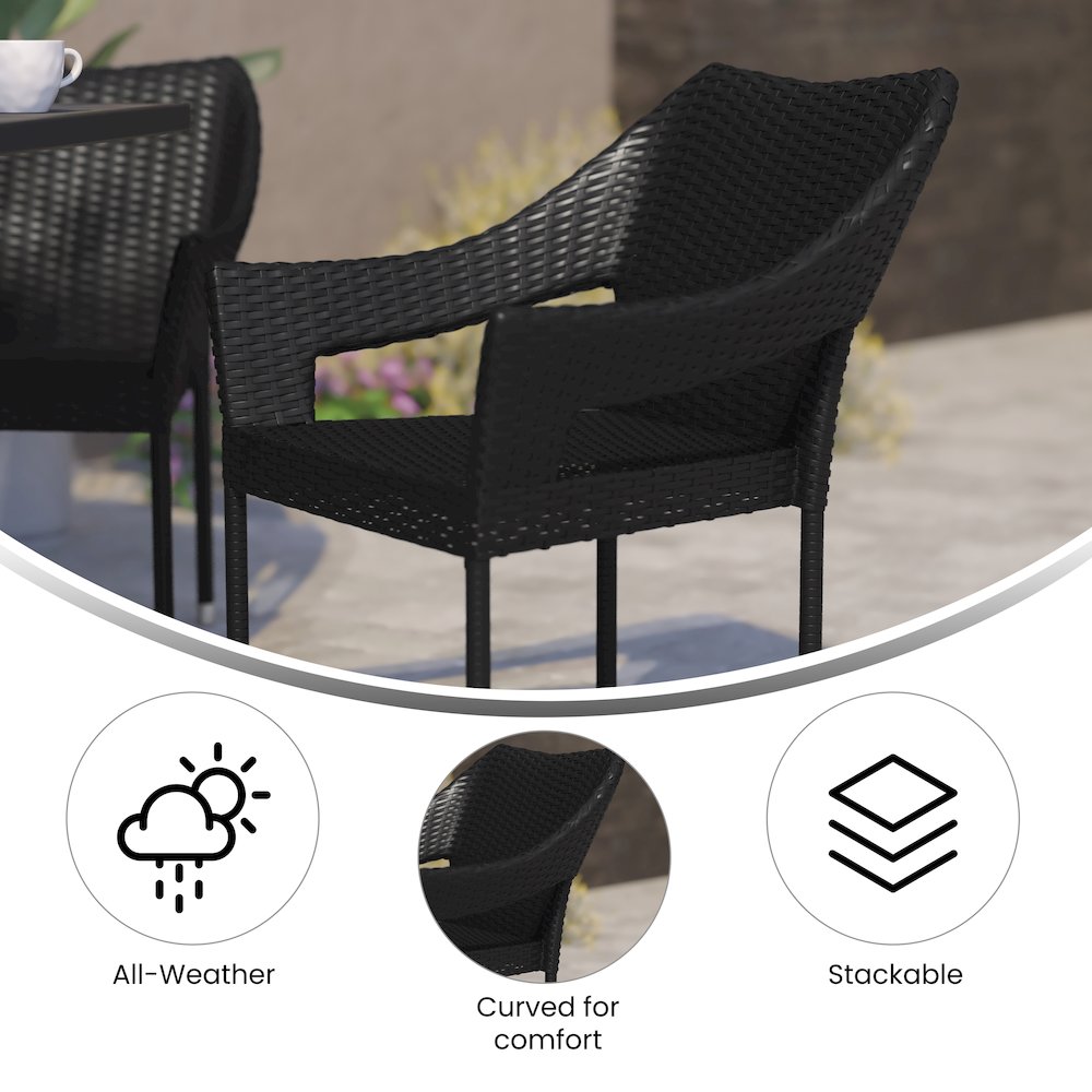 Modern Stackable Patio Dining Chair with Arms. Picture 4