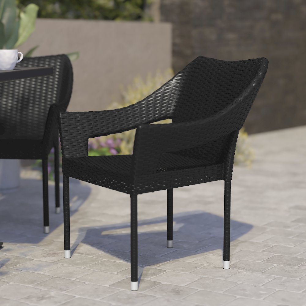 Modern Stackable Patio Dining Chair with Arms. Picture 2