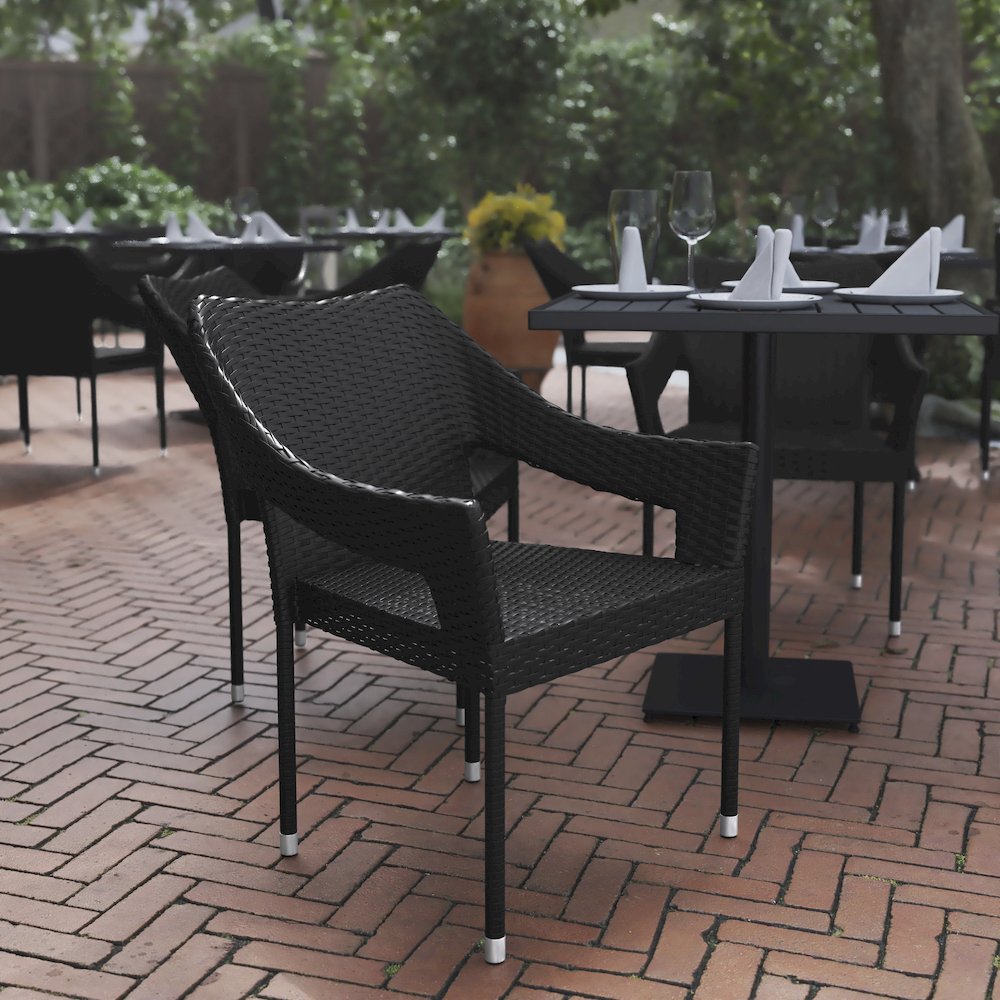 Modern Stackable Patio Dining Chair with Arms. Picture 6