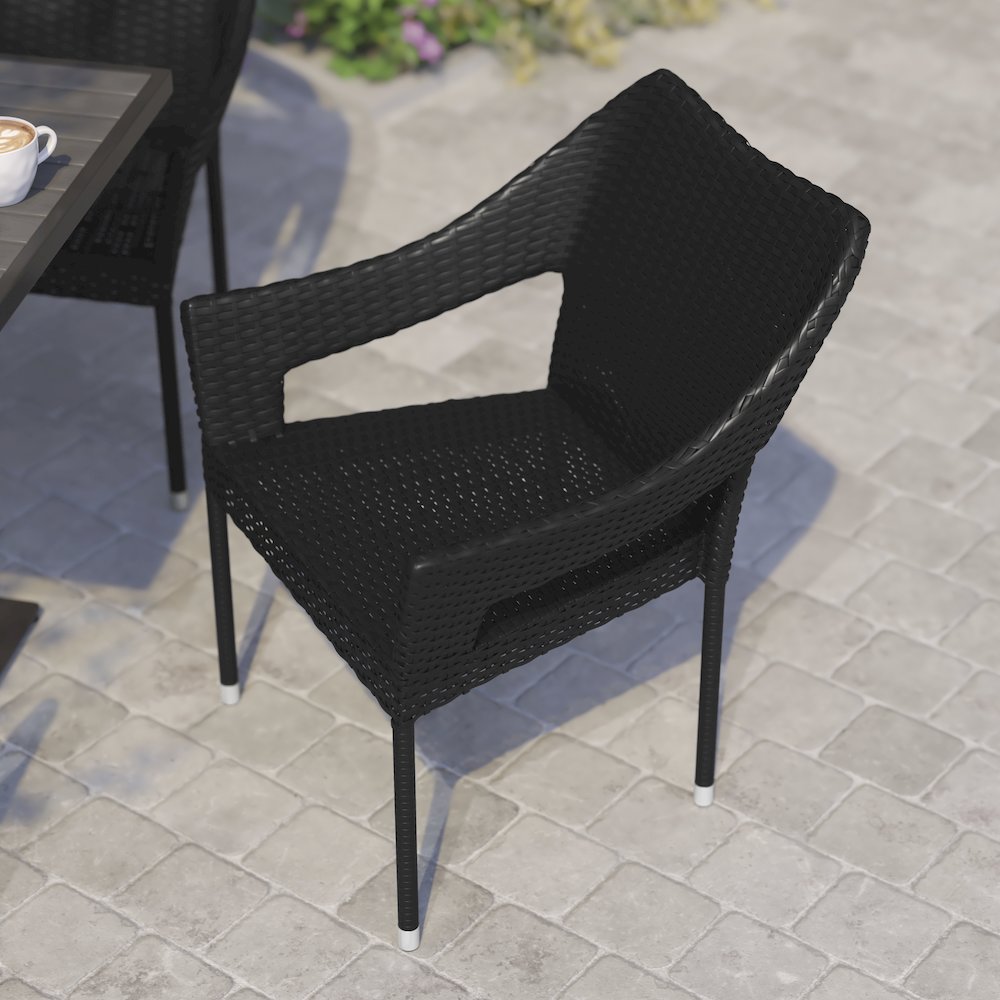 Modern Stackable Patio Dining Chair with Arms. Picture 7