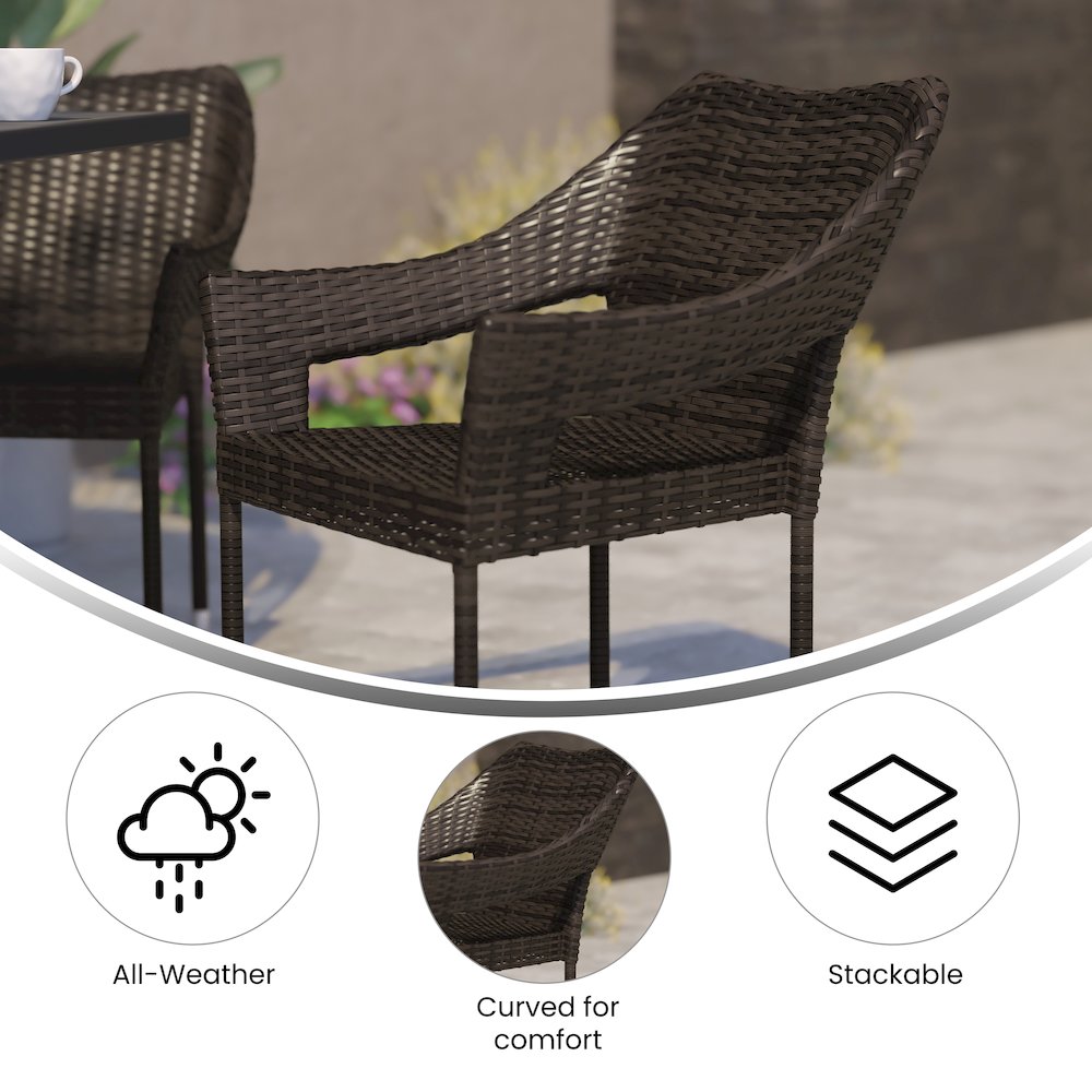 Modern Stackable Patio Dining Chair with Arms. Picture 4