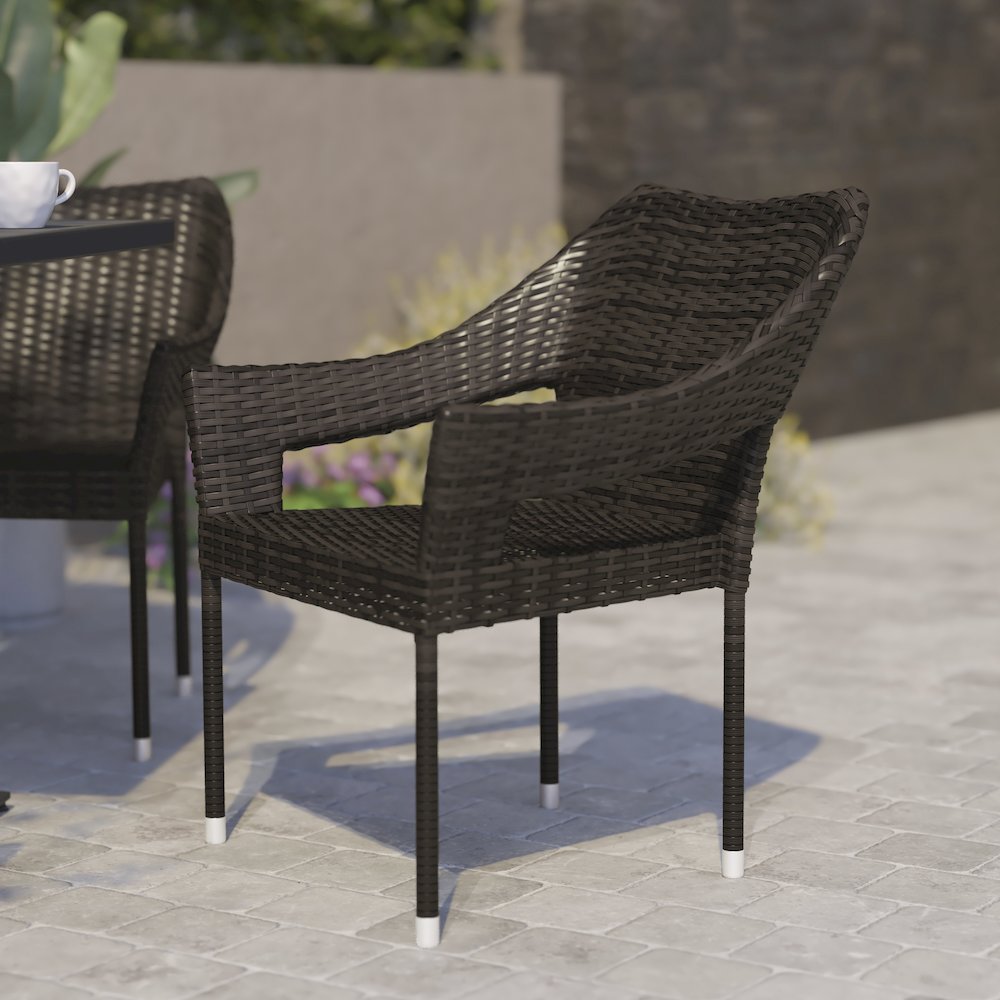 Modern Stackable Patio Dining Chair with Arms. Picture 2