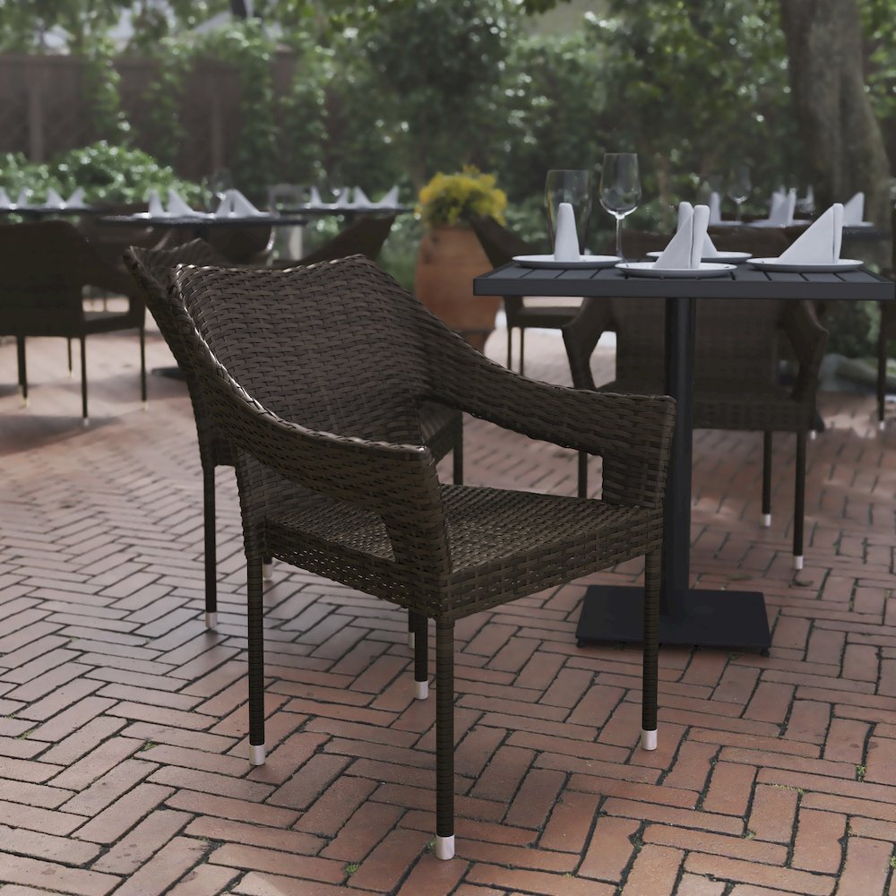 Modern Stackable Patio Dining Chair with Arms. Picture 6