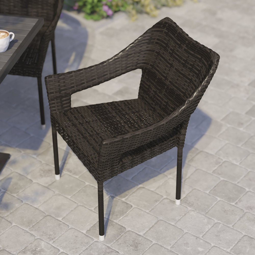 Modern Stackable Patio Dining Chair with Arms. Picture 7