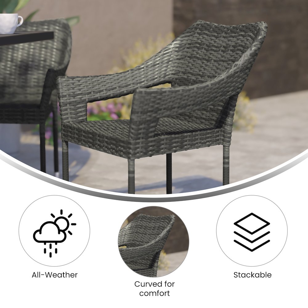 Modern Stackable Patio Dining Chair with Arms. Picture 4