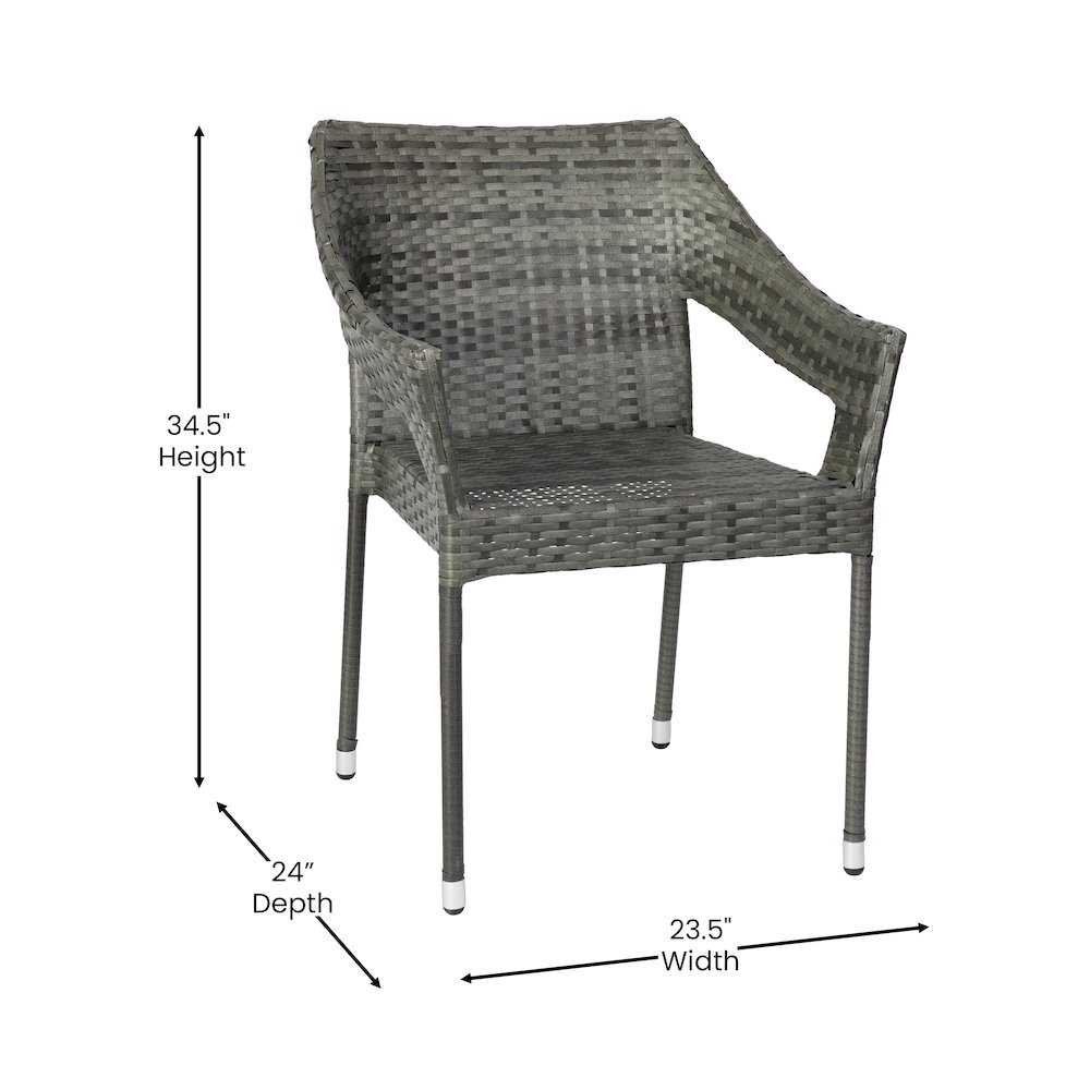 Modern Stackable Patio Dining Chair with Arms. Picture 5