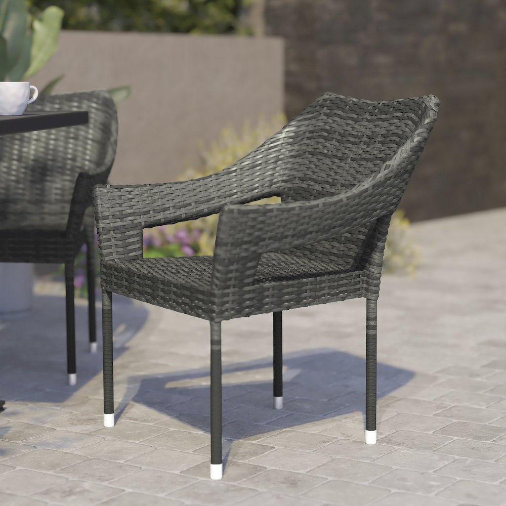 Modern Stackable Patio Dining Chair with Arms. Picture 2