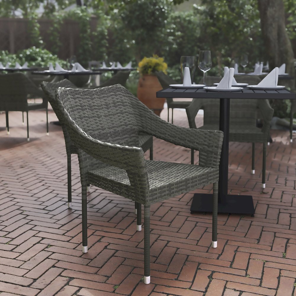 Modern Stackable Patio Dining Chair with Arms. Picture 6