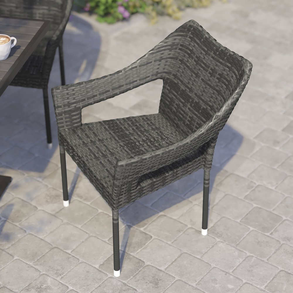 Modern Stackable Patio Dining Chair with Arms. Picture 7
