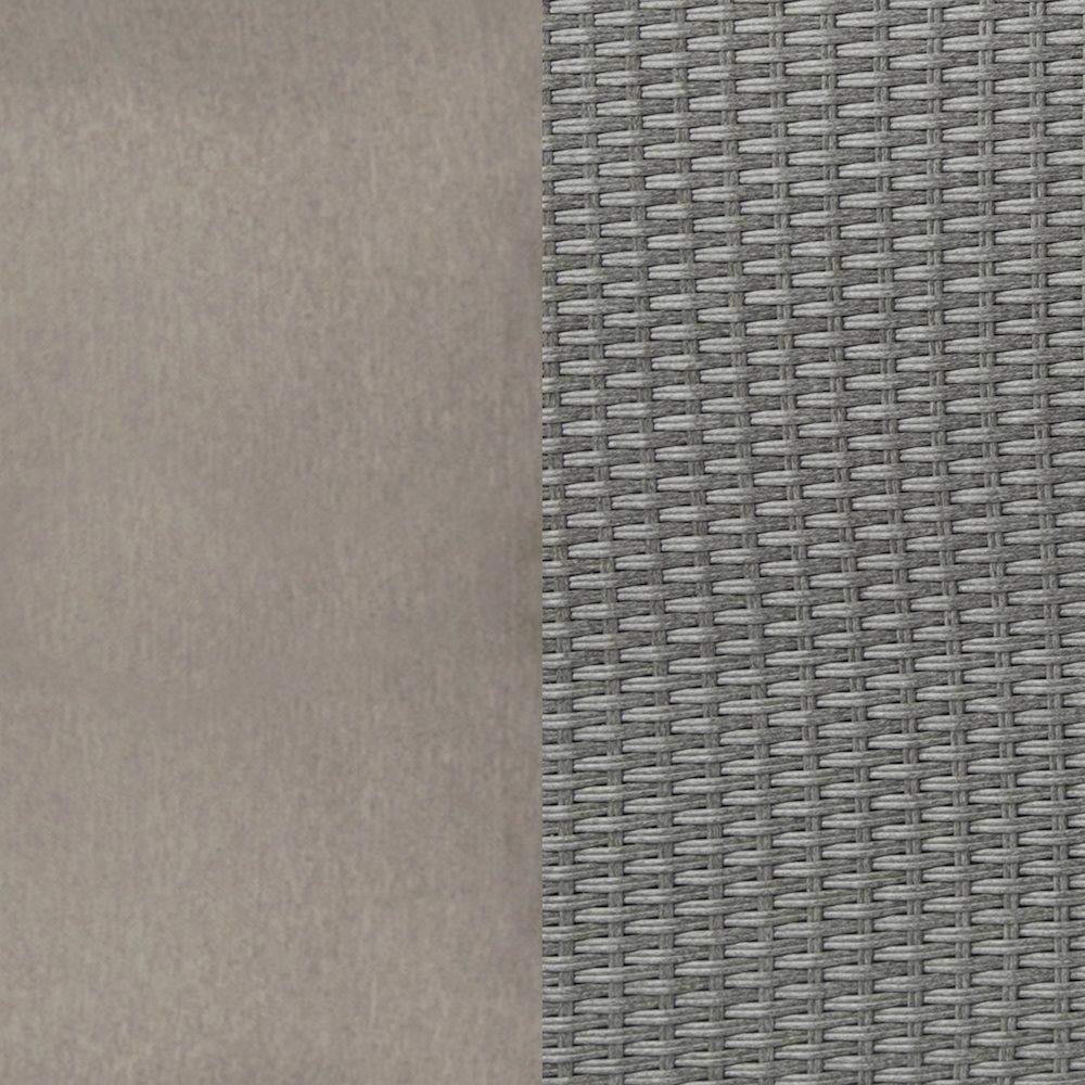 Modular Loveseat Sofa Set with Table and Ottomans, Gray Cushions and Gray Rattan. Picture 12