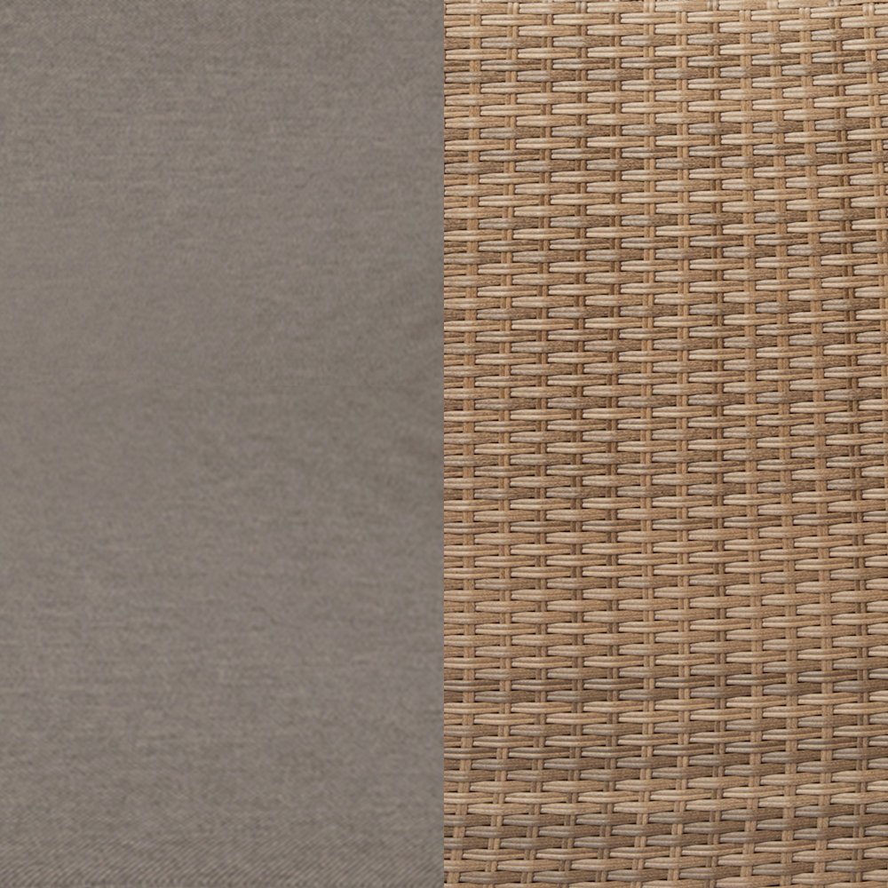 Modular Loveseat Sofa Set with Table and Ottomans, Gray Cushions, Natural Rattan. Picture 12