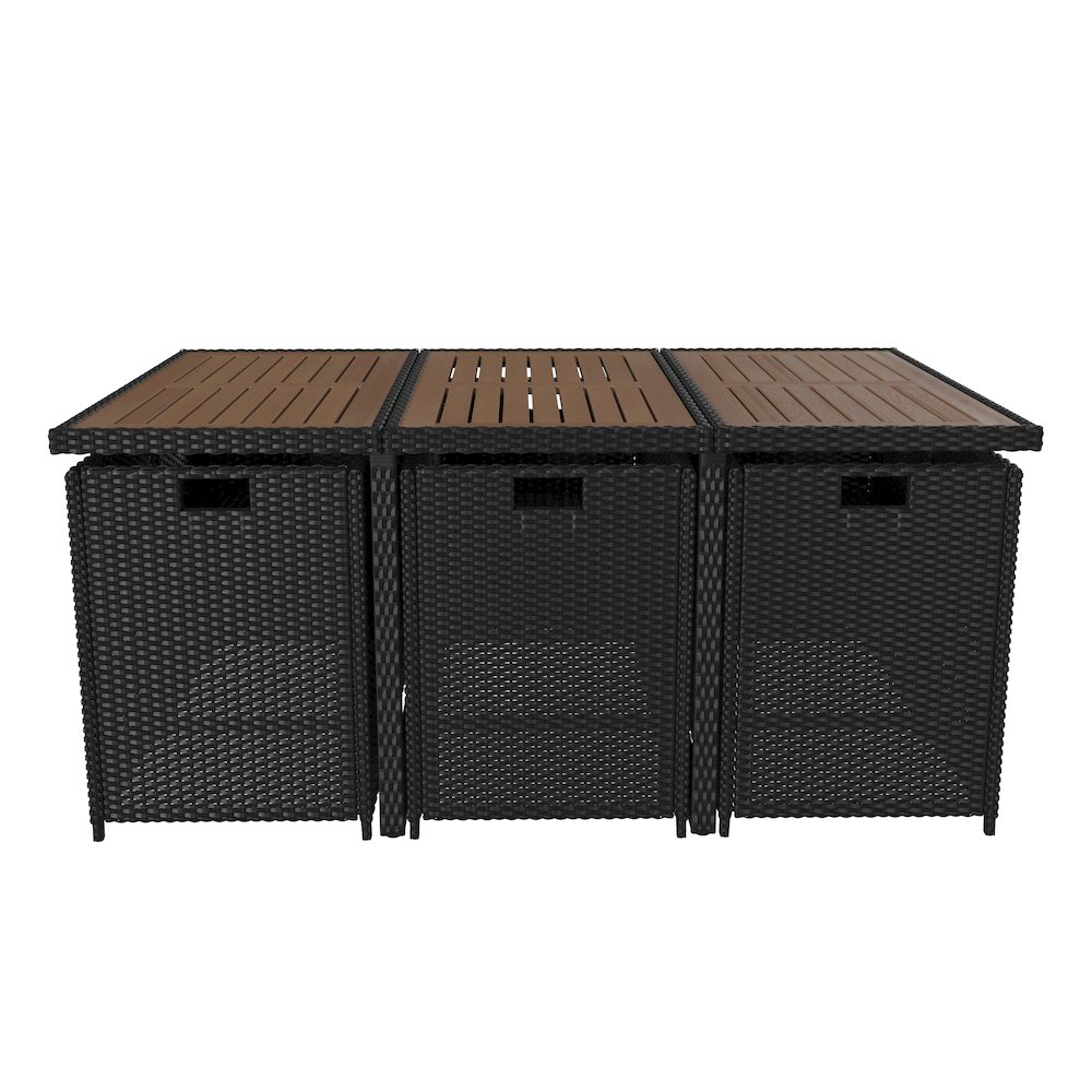 7 Piece Set, Space Saving Black Wicker Modular Chairs. Picture 10