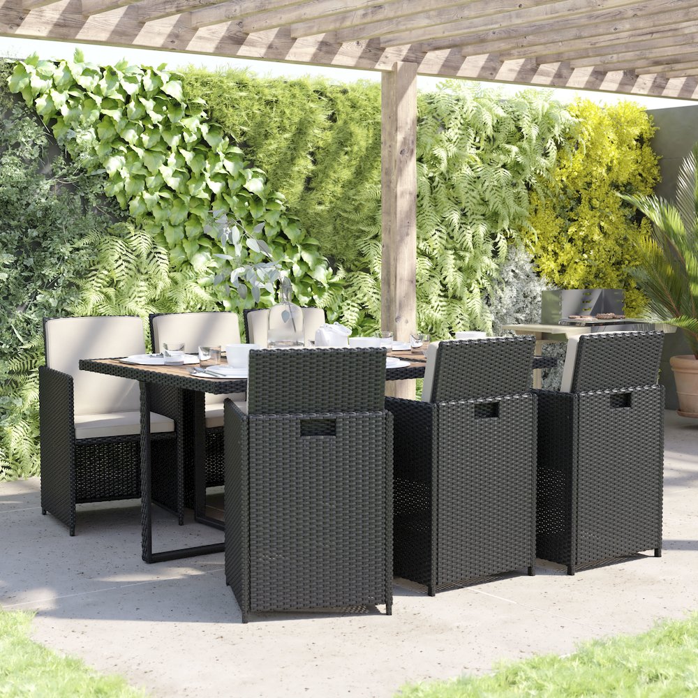 7 Piece Set, Space Saving Black Wicker Modular Chairs. Picture 2