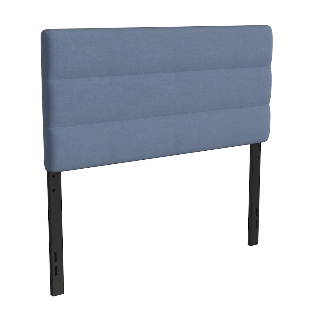 Full Channel Stitched Fabric Upholstered Headboard, from 44.5" to 57.25" - Blue. Picture 1