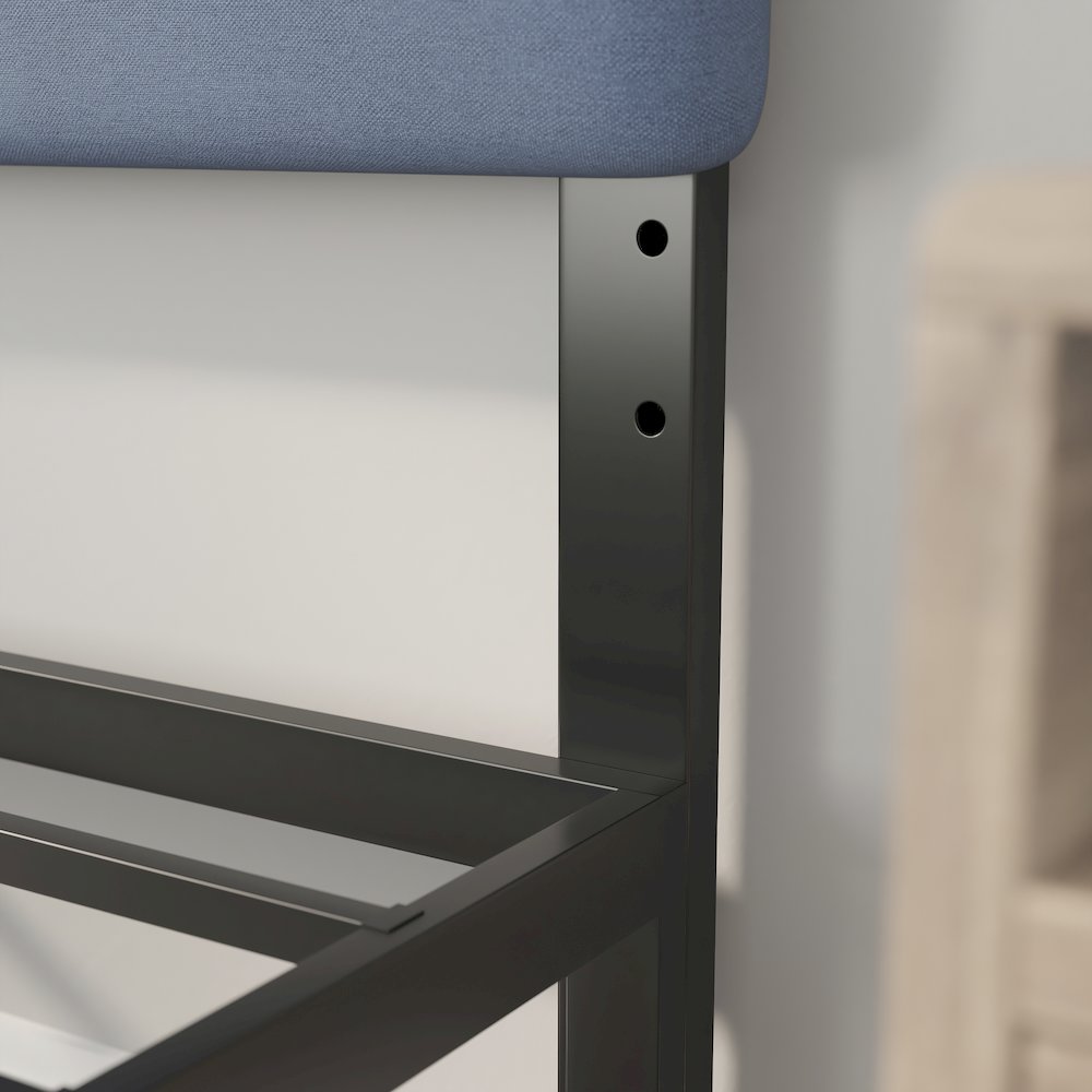 Full Channel Stitched Fabric Upholstered Headboard, from 44.5" to 57.25" - Blue. Picture 7