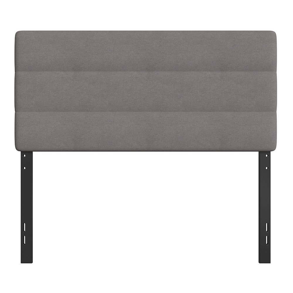 Full Channel Stitched Fabric Upholstered Headboard, from 44.5" to 57.25" - Gray. Picture 11