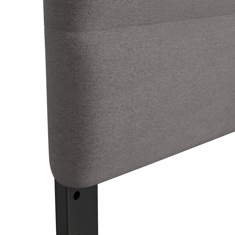 Full Channel Stitched Fabric Upholstered Headboard, from 44.5" to 57.25" - Gray. Picture 9