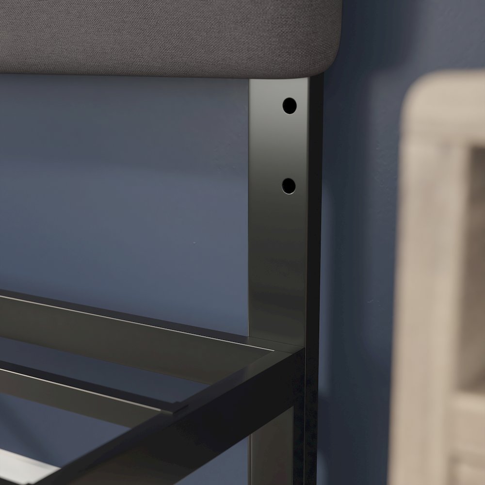 Full Channel Stitched Fabric Upholstered Headboard, from 44.5" to 57.25" - Gray. Picture 7