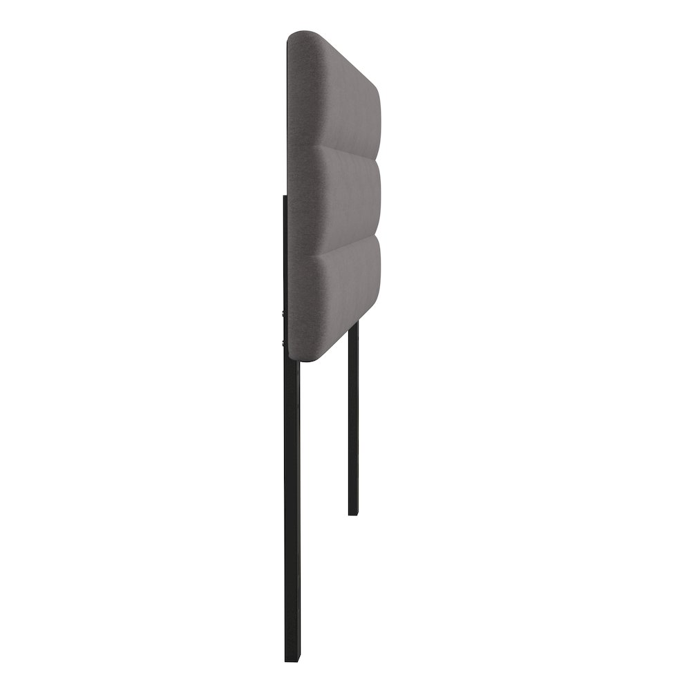 Queen Channel Stitched Fabric Upholstered Headboard, from 44.5" to 57.25" - Gray. Picture 10
