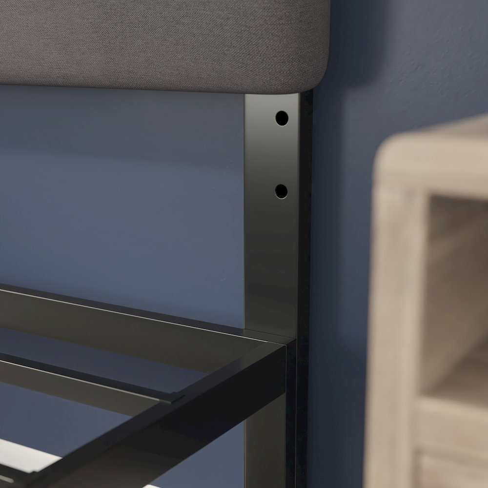 Queen Channel Stitched Fabric Upholstered Headboard, from 44.5" to 57.25" - Gray. Picture 7