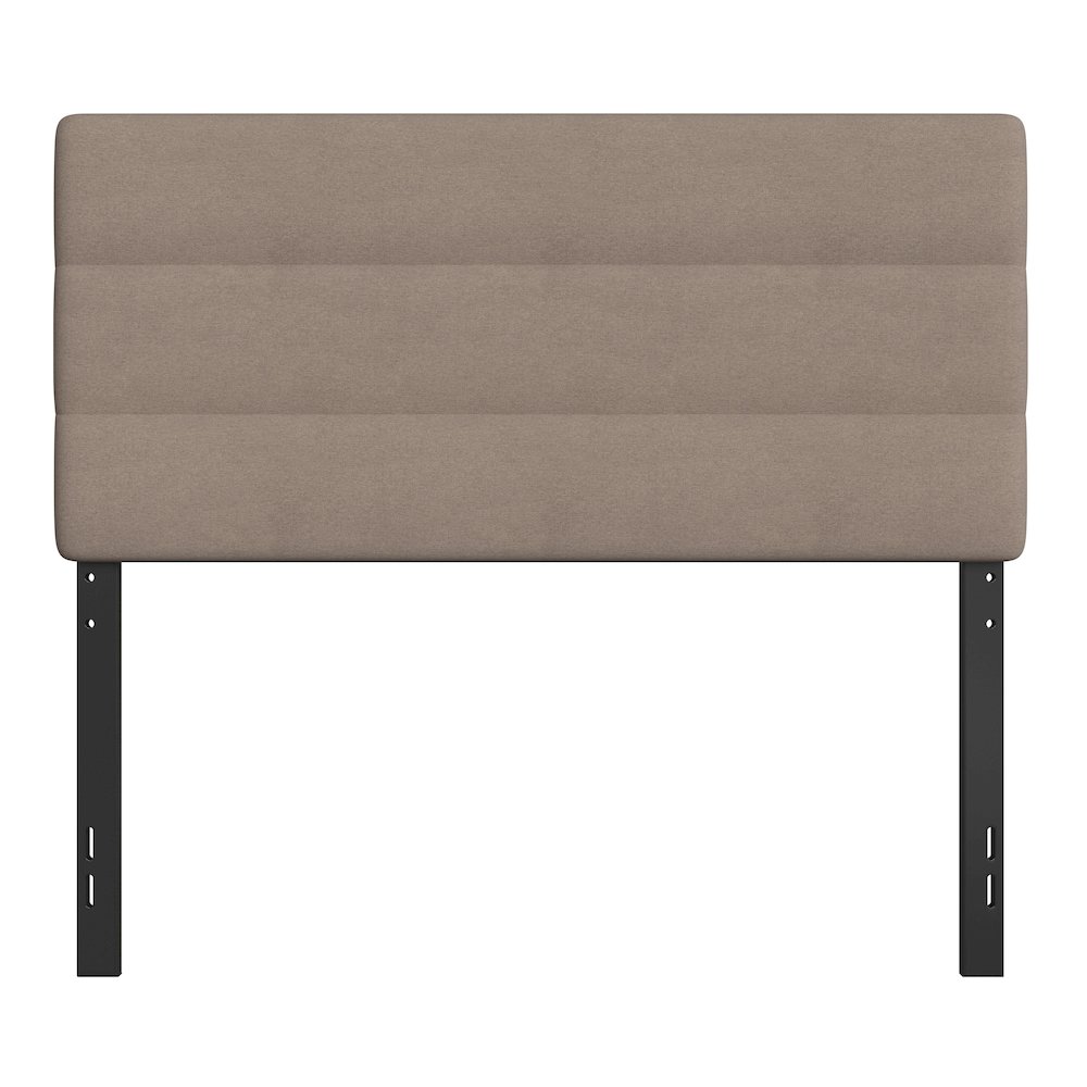 Full Channel Stitched Fabric Upholstered Headboard, from 44.5" to 57.25" - Taupe. Picture 11