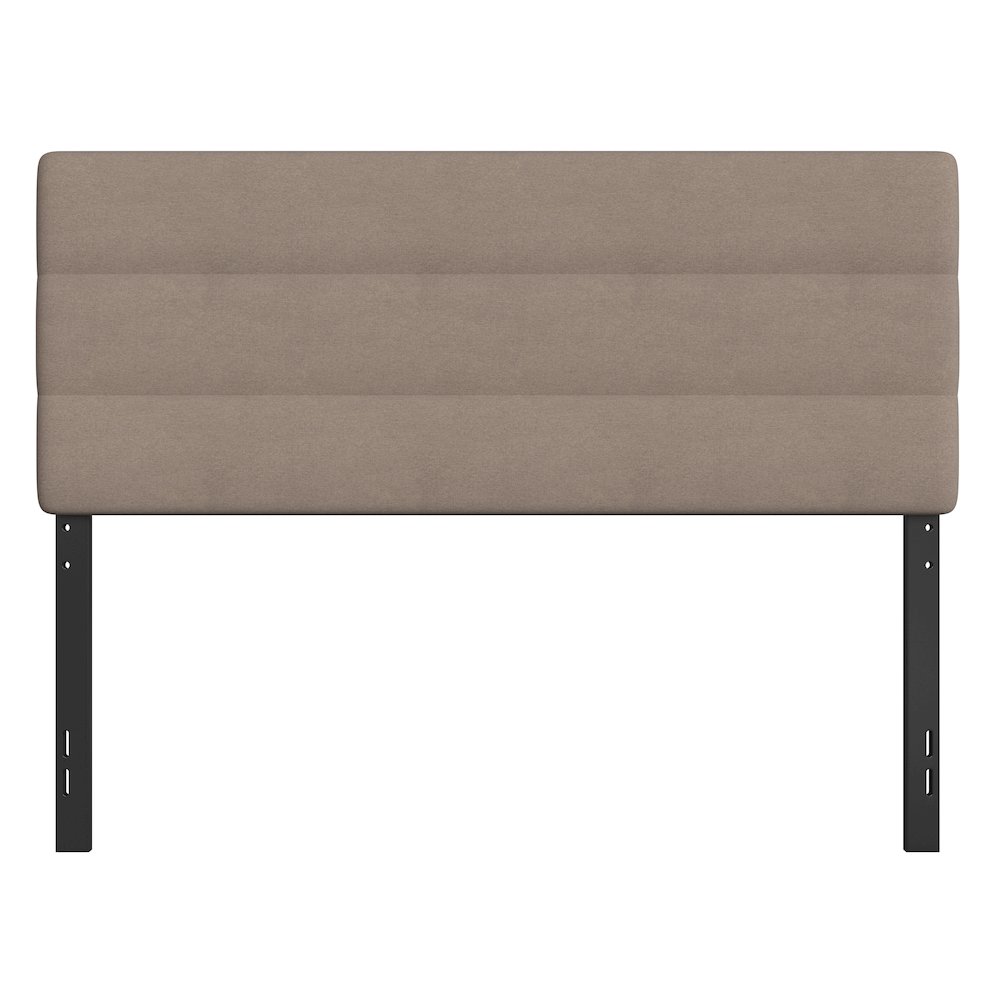 Queen Channel Stitched Fabric Upholstered Headboard,  Taupe. Picture 11
