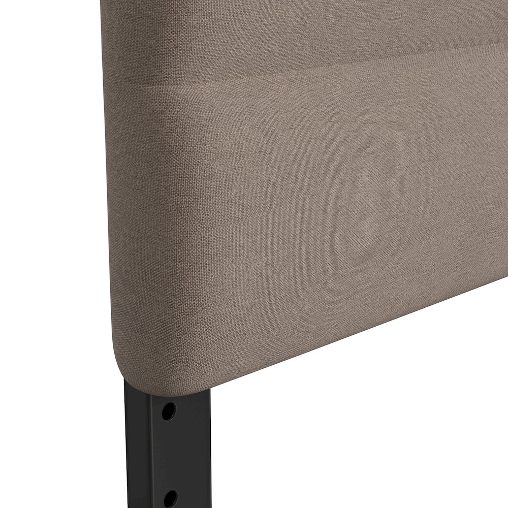 Queen Channel Stitched Fabric Upholstered Headboard,  Taupe. Picture 9