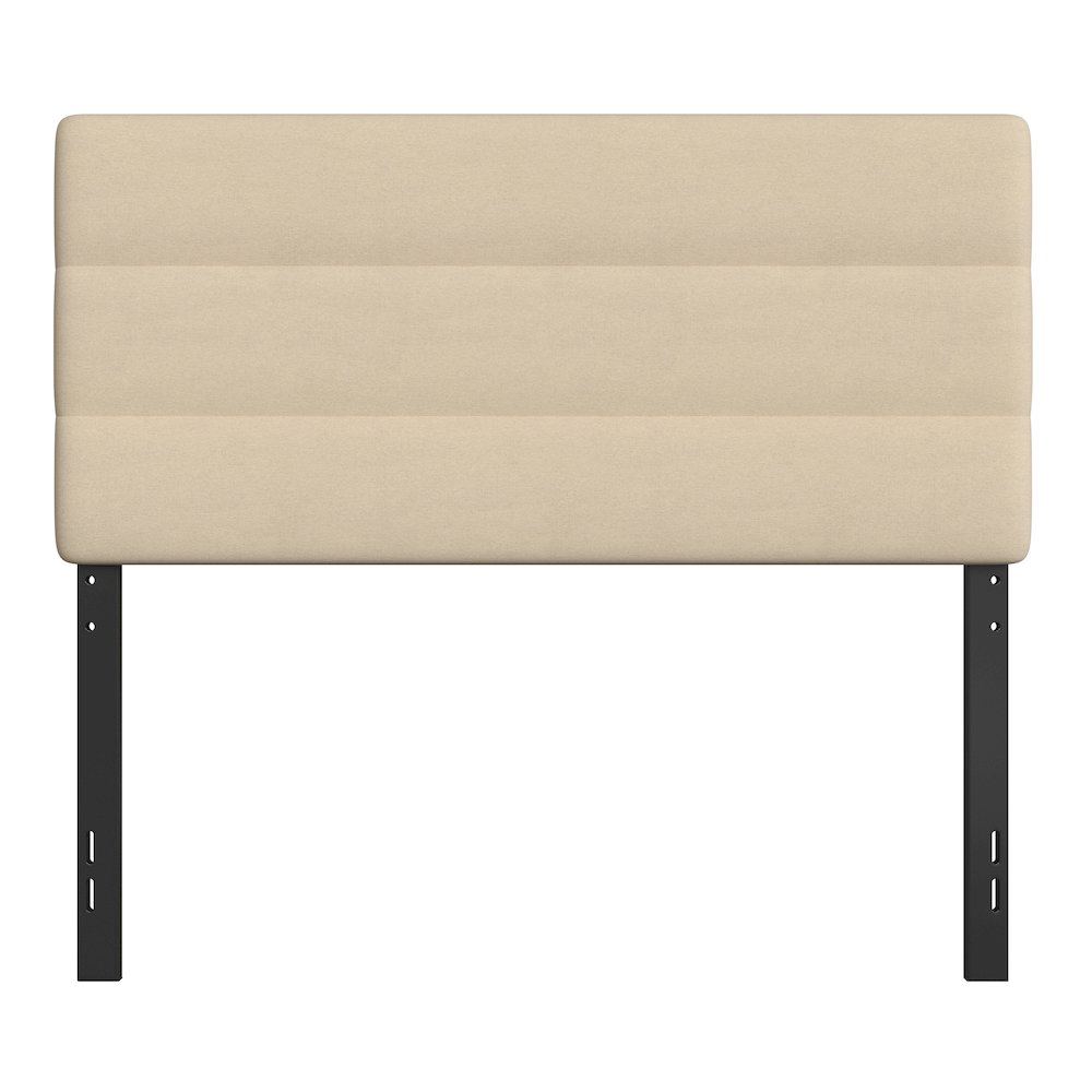 Full Channel Stitched Fabric Upholstered Headboard, from 44.5" to 57.25" - Cream. Picture 11