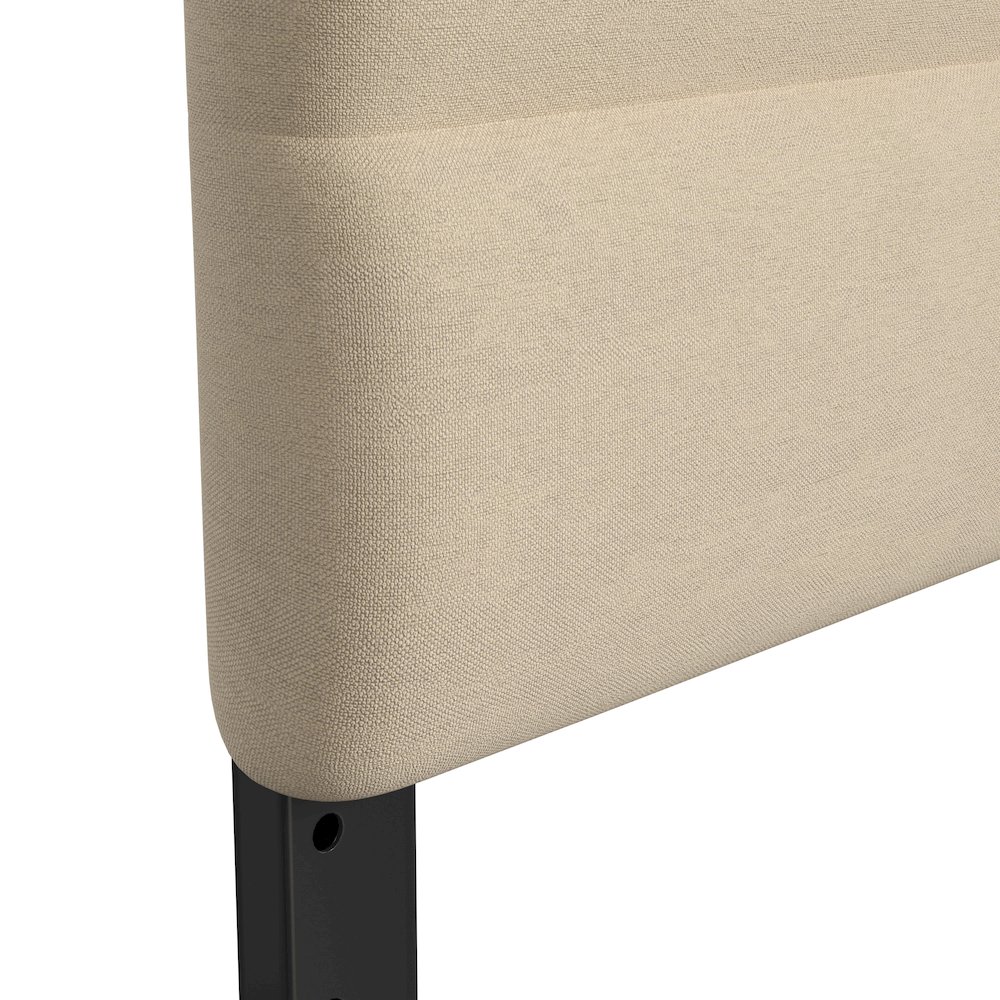 Full Channel Stitched Fabric Upholstered Headboard, from 44.5" to 57.25" - Cream. Picture 9