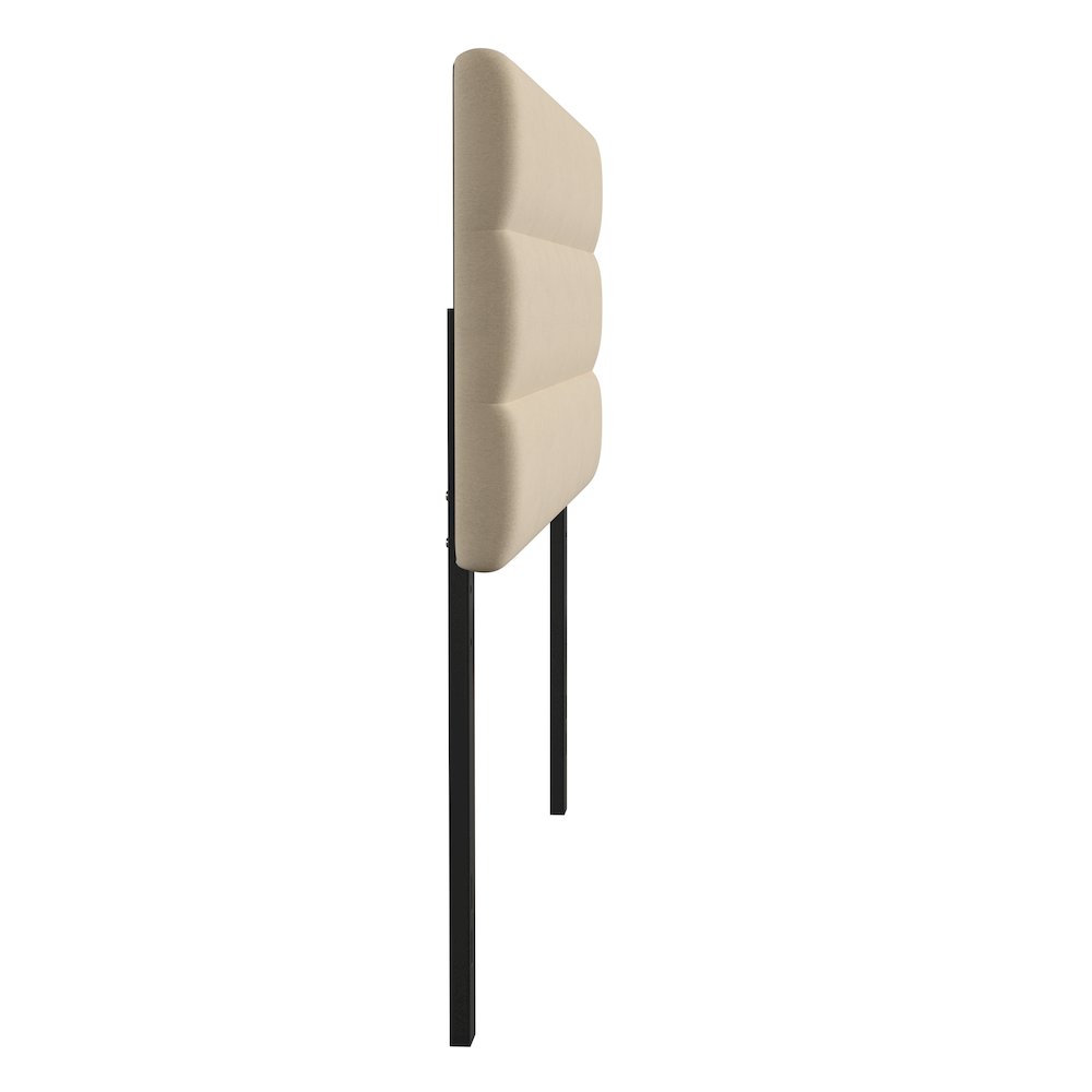 Queen Channel Stitched Fabric Upholstered Headboard, Cream. Picture 10