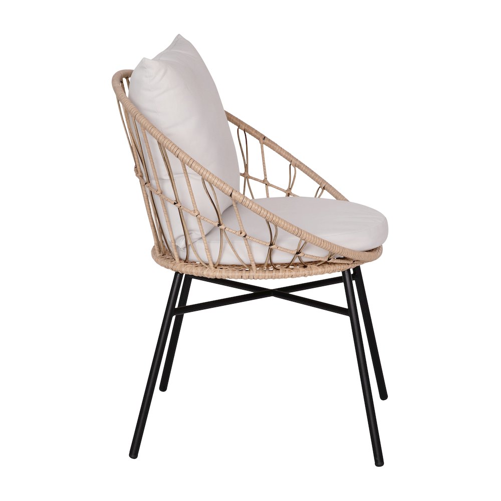 Modern Boho Style Rattan Rope Patio Chairs with Cushions, Set of 2. Picture 11