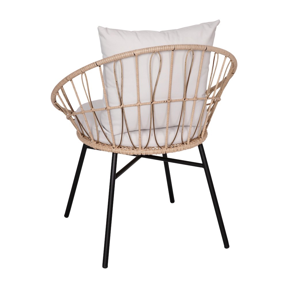 Modern Boho Style Rattan Rope Patio Chairs with Cushions, Set of 2. Picture 9