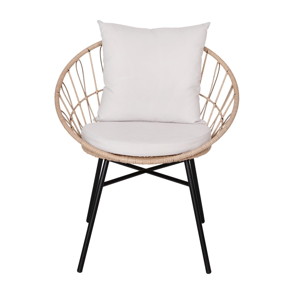 Modern Boho Style Rattan Rope Patio Chairs with Cushions, Set of 2. Picture 12