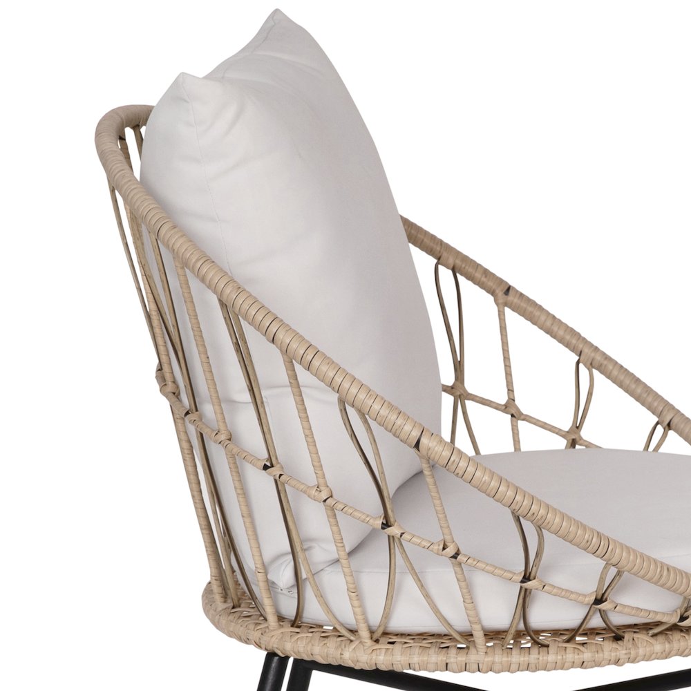 Modern Boho Style Rattan Rope Patio Chairs with Cushions, Set of 2. Picture 10