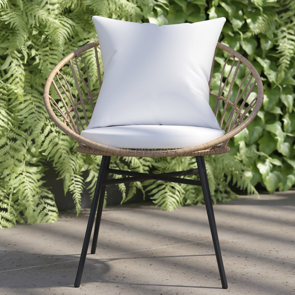 Modern Boho Style Rattan Rope Patio Chairs with Cushions, Set of 2. Picture 8